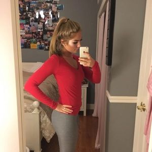 red vneck long sleeve